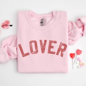 Pink 'Lover' Crewneck Sweatshirt